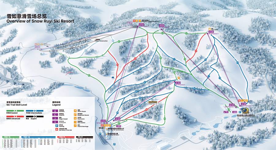 查看雪如意滑雪场雪道参数